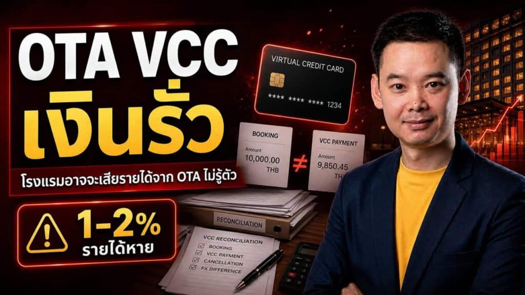 โรงแรมสูญรายได้ 1-2% ทุกเดือนโดยไม่รู้ตัว — OTA Virtual Credit Card ไม่ตรง Booking ทำเงินหายเงียบๆ สะสมปีละ 864,000 บาท