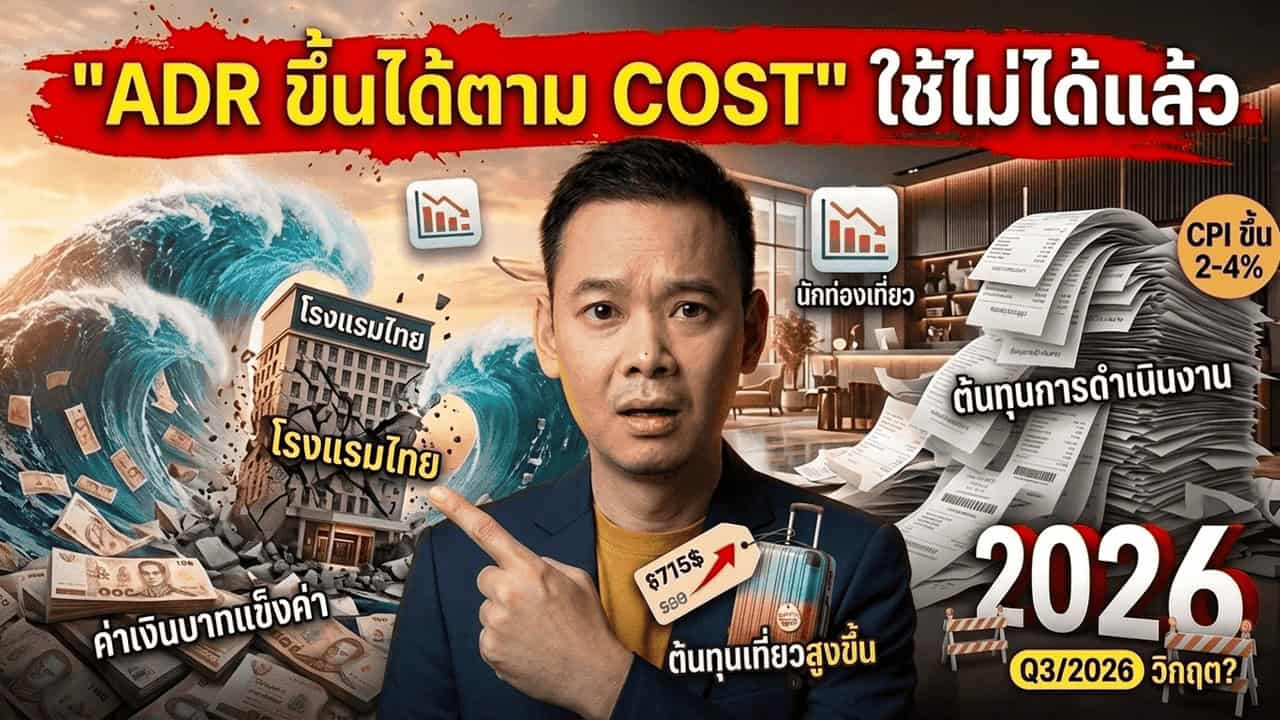 กราฟ THB/USD 32.48 + Thai CPI 2.89% เปรียบเทียบ hotel margin squeeze 2 ด้าน