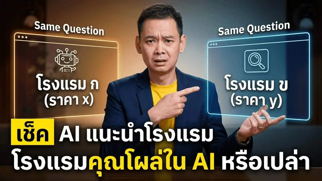 ภาพประกอบการเช็กว่า AI แนะนำโรงแรมของคุณหรือไม่